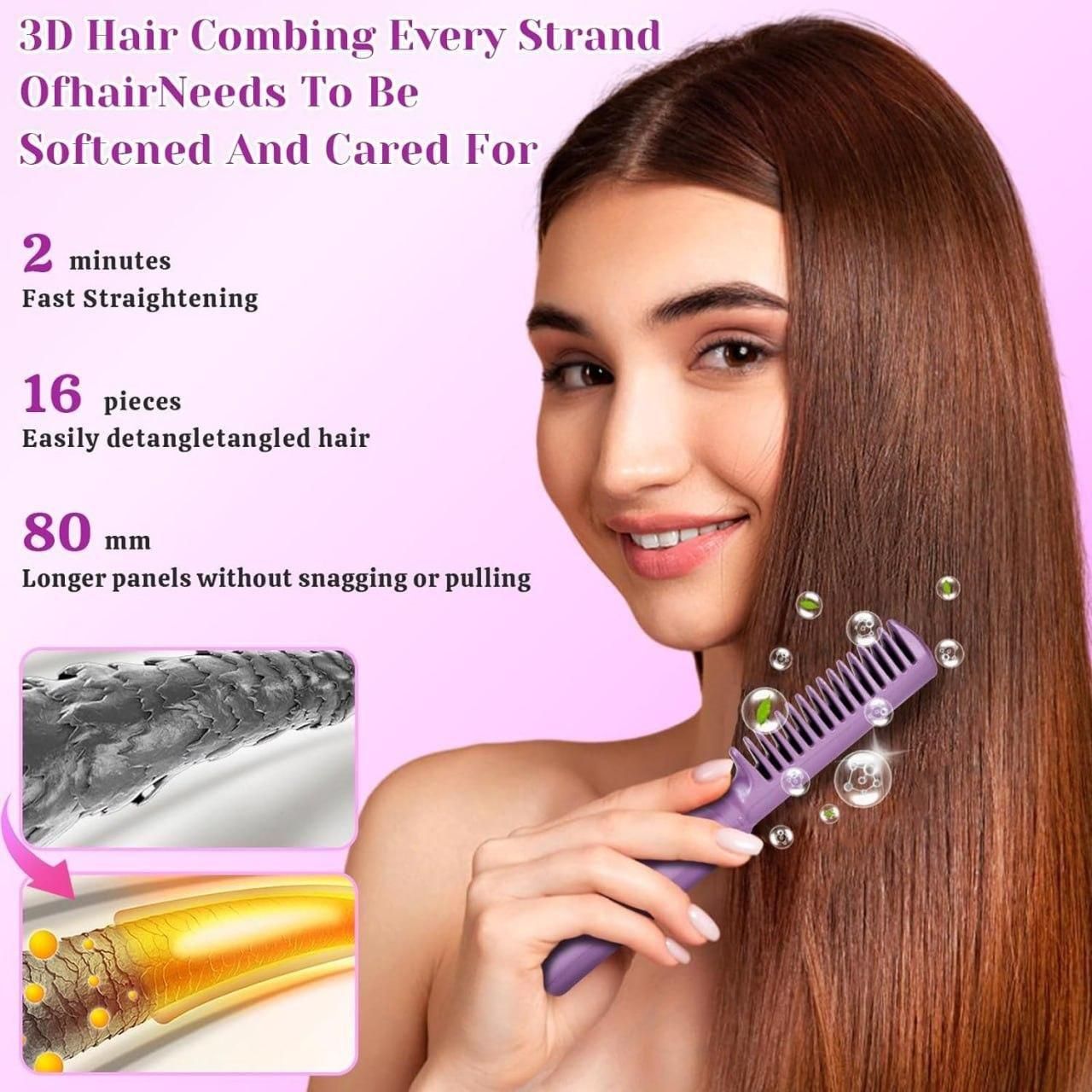 Portable Cordless Mini Hair Straightener – Rechargeable & Adjustable Hot Comb